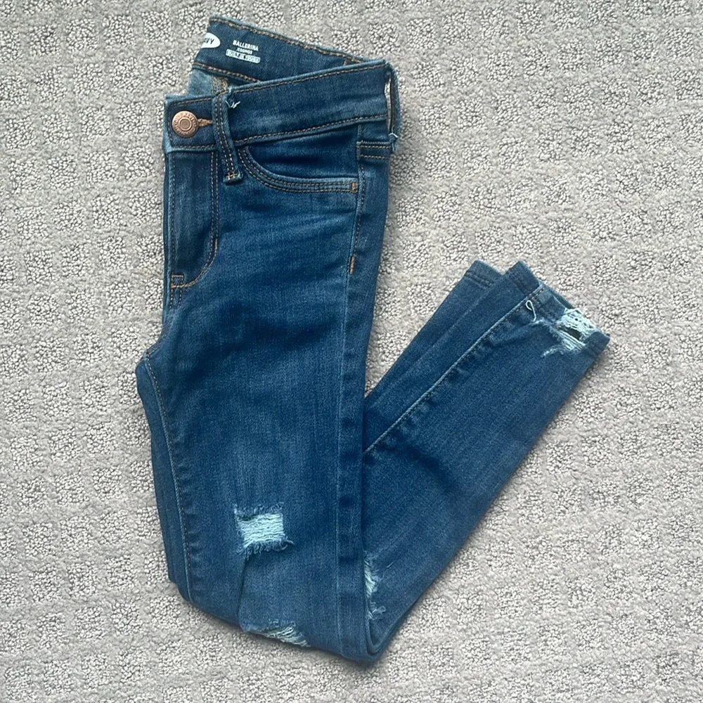 Old Navy Girls Ballerina Distressed Blue Jegging Adjustable Waist Size 6